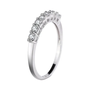 2mm AAA Cz Tail Ring Womens White Gold Filled Wedding Anniversary Band Size 5-10 - Picture 1 of 11