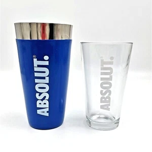 Absolut Vodka Boston Shaker 2 pezzi, 16 oz. Vetro misto e 28 once. Shaker, nuovo con scatola! - Foto 1 di 10