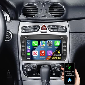 2+64GB For Mercedes Benz C-W203 W209 7" Android 14 Radio Carplay Car GPS Stereo - Picture 1 of 18