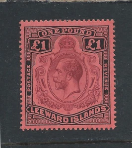 LEEWARD IS 1921-32 £1 PURPLE & BLACK/RED MINT SG 80 CAT £225 - Picture 1 of 2