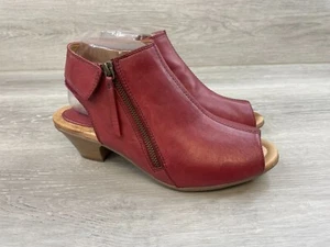 Earth Kristy CJU S16 Women's US 8D Red Leather Peep Toe Slingback Ankle Bootie - Picture 1 of 12