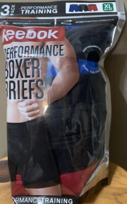 Cueca boxer Reebok Performance Training 3 peças tamanho XL vermelha azul preta - Imagem 1 de 2