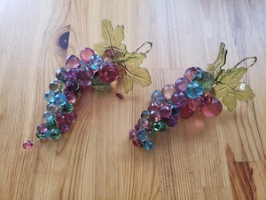 2x Foglie a grappolo sfaccettate vintage lucite multicolore gambo oro - Foto 1 di 5