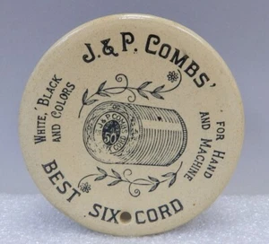 Antique J&P Combs Sewing Thread Spool Six Cord Moira Pottery Stoneware England - Picture 1 of 4