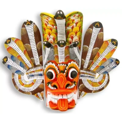 Sri Lankan Wooden Mask 6"Traditional Cobra Snake Devil Home Decor Hanging Mask - Image 1 of 4