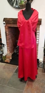 DAMEN LANGES ROTES ABEND MAXIKLEID UND SCHULTERZUCKEN US10 UK12 NEU OHNE ETIKETT, ABSCHLUSSBALL, BALL - Bild 1 von 5