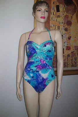 Women's VTG 80's Watercolor Floral Attractive Slimsuit Swimsuit Bathing Suit 6 S - Image 1 of 4