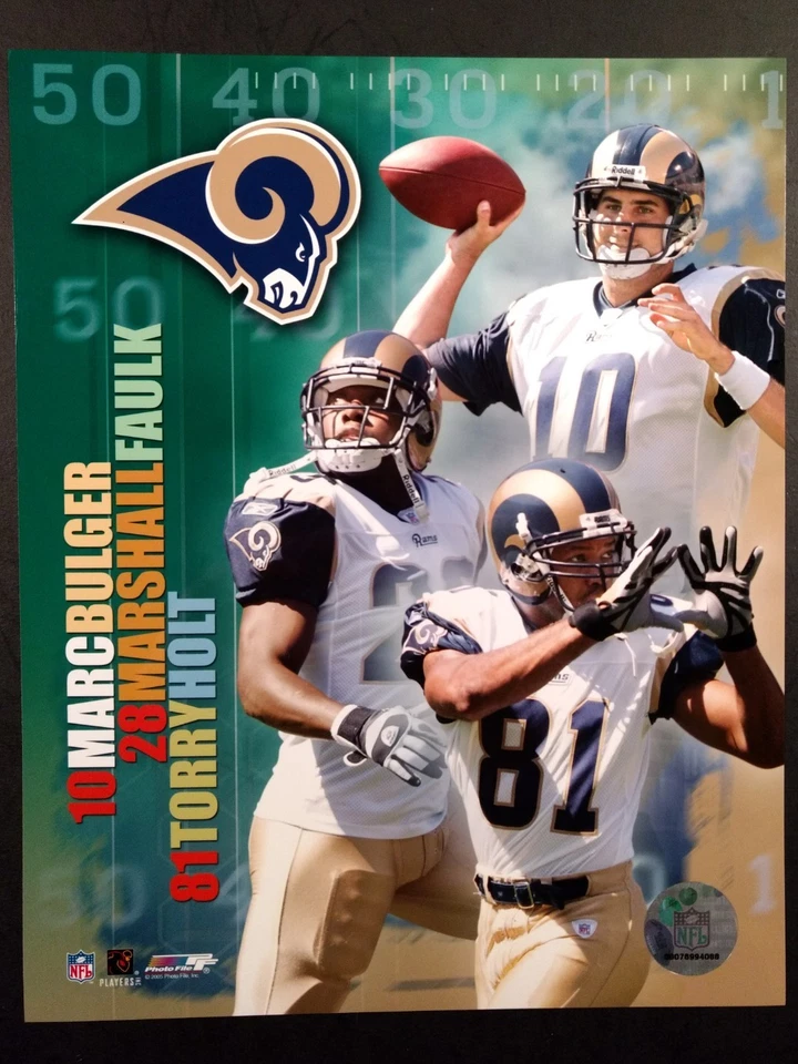 Foto 8x10 2005 St. Louis Rams Big Three Marc Bulger Marshall Faulk Torry Holt Foto 1 de 1