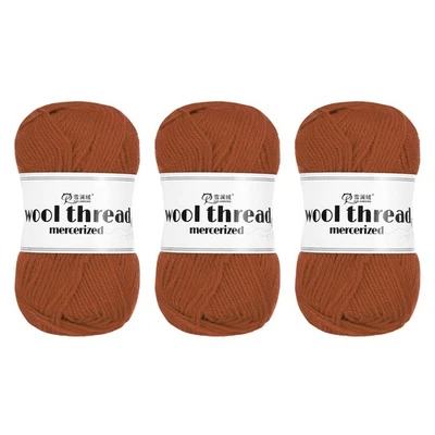 100% Wool Yarn,3 Skeins of 150g/5.29oz(Per Skein 50g/109yards)/Brown Foto 1 de 4
