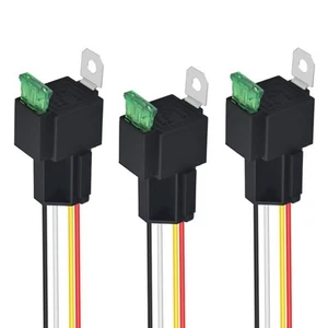12V 4 Pin 30A Fuse Relay Switch Harness Set with 30A Blade Fuse for ATO/ATC 3Set - Picture 1 of 7
