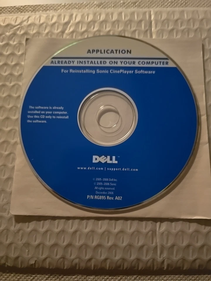 CD de instalación de software de aplicaciones reproductor multimedia de DVD Dell Sonic CinePlayer Windows Foto 1 de 2