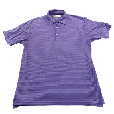Camisa Polo de Golf Donald Ross Para Hombre Grande Rayas Púrpura Congress Lake Country Club Foto 1 de 4