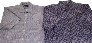 2 Neiman Marcus Button Up Shirt Men's 2XL Purple Blue  XXL Paisley/ Geometriic - Picture 1 of 15