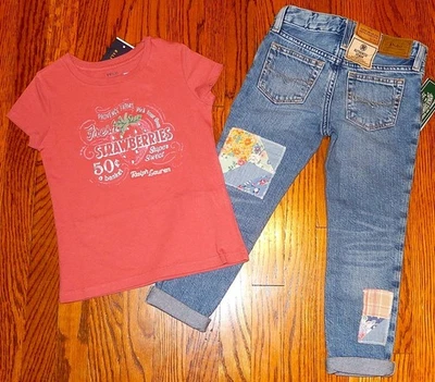 JUEGO DE JEANS POLO RALPH LAUREN AUTÉNTICAS NIÑAS ORIGINALES NUEVO 2 piezas Talla 4, Nuevo con etiquetas Foto 1 de 4