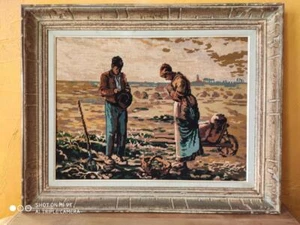 Vintage Cross Stitch Tapestry French Estate Royal Paris FARMERS 24x31 wood Frame - Picture 1 of 1