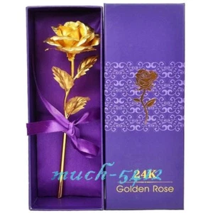 24k Gold Plated Dipped Rose Flower In Glass Dome Romantic Gift Love For Mom Girl - Picture 1 of 143