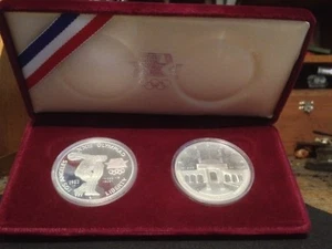 1983 S 1984 S PROOF Los Angeles Olympic Silver Dollar US Mint Commemorative Set  - Picture 1 of 11