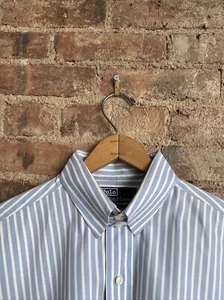 Vtg Polo Ralph Lauren Men’s Dress Shirt, Sz 15.5/34, Blue/White Stripe - Picture 1 of 9