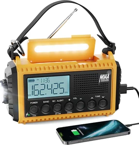 Emergency Radio, 5000mAh/18500mWh Weather , Solar Hand Crank Radio AM/FM/SW/NOAA - Picture 1 of 12