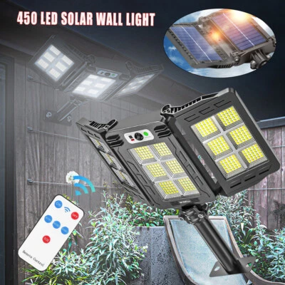 450LED Solar Lights Security 3Modes Street Flood Lamp Motion Sensor Outdoor Wall - Image 1 of 4