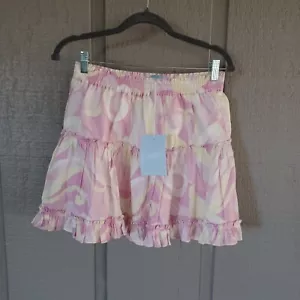 Hill House The Paz Linen Mini Skirt Size L Pull On Preppy In Candy Kaleidoscope - Picture 1 of 9