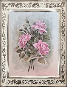 Original Painting Flower DUSTY PINK VINTAGE Rose Giclee Art Print Floral Gift A4 - Picture 1 of 10