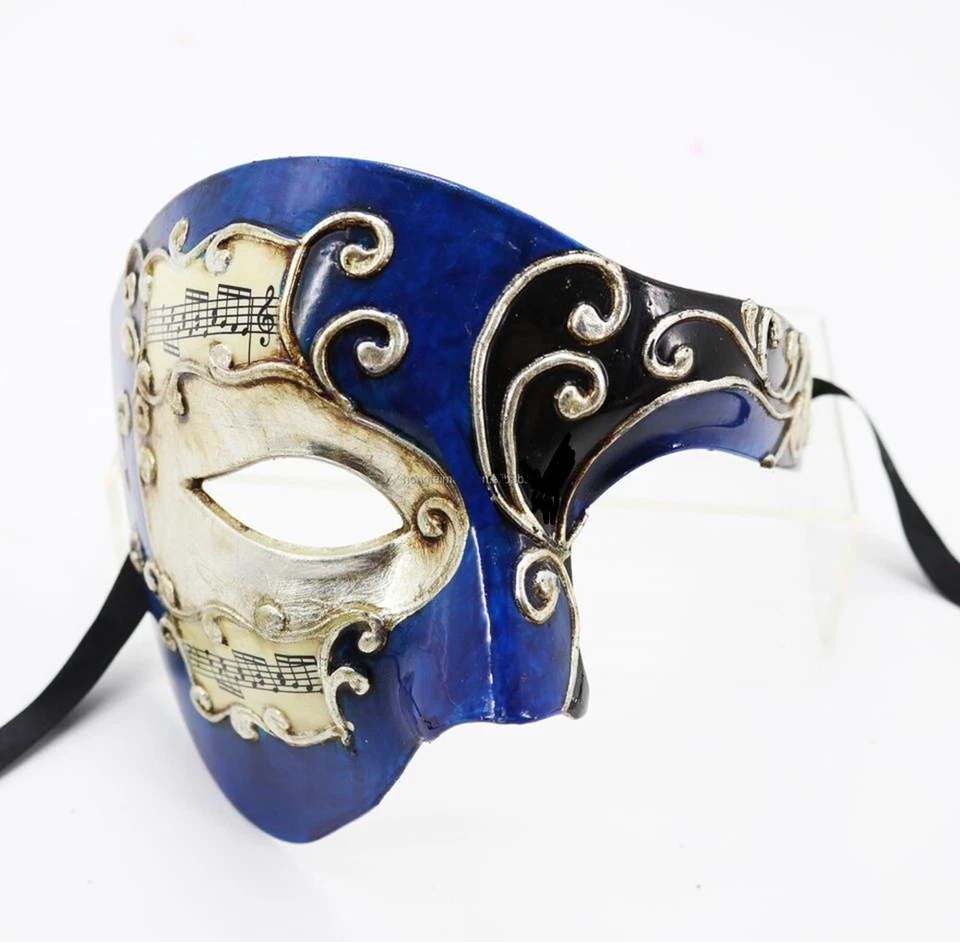 Blue Venetian Masquerade Half Mask Unisex Halloween Ball Curved High Quality - Image 1 of 1