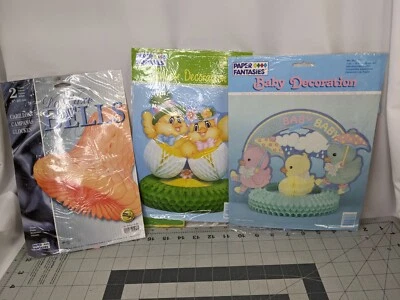 Paper Fantasies Baby Easter Standing Decoration Lot and 9 Inch Orange Bells - Image 1 of 4