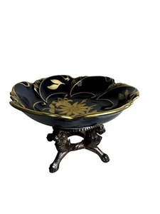 GORGEOUS JLMENAU ECHT COBALT KOBALT GERMAN PLATTER VASE Footed - Picture 1 of 9