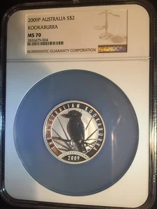 2009 AUSTRALIA  SILVER KOOKABURRA  2 OZ.  NGC MS70 *** RARE *** ONLY 3 EXIST! - Picture 1 of 11