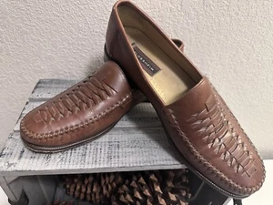 Florsheim Mens US 11 Brown Cap Toe Loafer Weave Spring Shoe - Picture 1 of 7