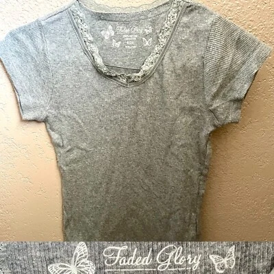 FADED GLORY Little Girls Vintage Y2K Beaded Ribbed Stretch Top Size M (7/8) - Image 1 of 4