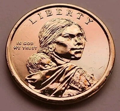 2009 D Sacagawea Native American Agriculture Golden One Dollar Coin Sac471 - Image 1 of 2