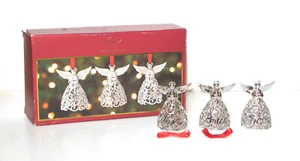 "Juego de 3 adornos navideños de ángel de metal tono plateado Lenox, paz, esperanza, amor 3""" - Imagen 1 de 7