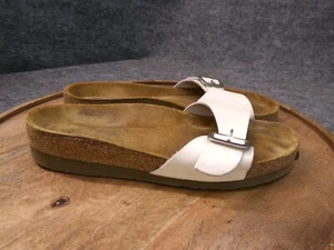 Naot Madrid White Leather Buckle Slide Sandals Single Strap Size 40 US 9 - Picture 1 of 8