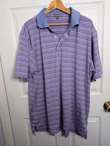 Camisa polo Peter Millar Summer Comfort para hombre manga corta púrpura a rayas talla XL - Imagen 1 de 4