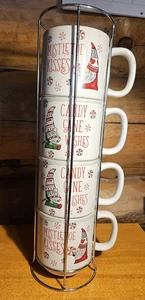 Pfefferminze & Kiefer Zuckerstange Wünsche Mistelküsse 4 stapelbare 12 Unzen Becher - Bild 1 von 4