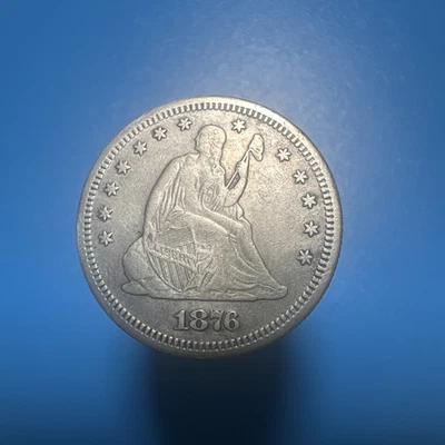 1876 S SEATED LIBERTY QUARTER MOTTO - NO ARROWS 💥 Authentic 💥  (118) - Image 1 of 2