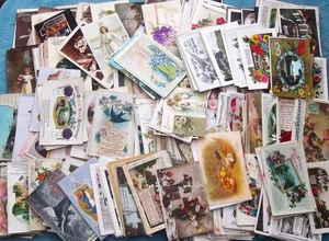 Collection of 350 GREETINGS Postcards 1900s to c1950s Birthday Easter Family etc - Picture 1 of 16