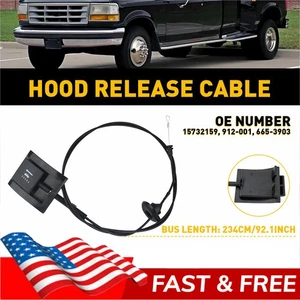 New Hood Latch Release Cable w/Handle Fits 1992-97 Ford Trucks F-Series & Bronco - Picture 1 of 9