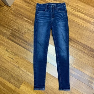 American Eagle Hi-Rise Jeggings Women Size 6 Super Stretch Dark Wash Denim Jeans - Picture 1 of 8