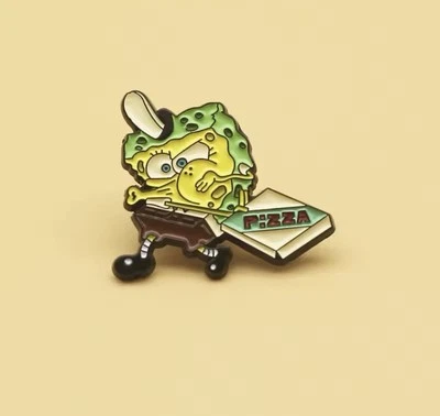 Pizza Delivery Sponge 1pc Pin Rubber Back Fun Sponge Pizza Pin Fun FREE SHIPPING - Image 1 of 4