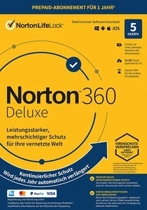 Norton 360 DELUXE 5 Device 1 Jahr VPN 50GB PC, iOS, MAC, Android ABO ESD - Bild 1 von 1