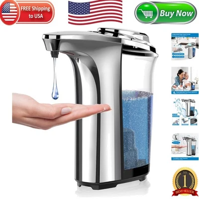 Elegant Touchless Automatic Soap Dispenser - 17oz with Adjustable Levels, Silver - Image 1 of 4