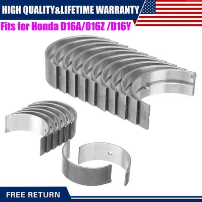 For Honda Civic del Sol,Acura Integra 1.6L D16A D16Z D16Y Main Rod Bearings Set Foto 1 de 4