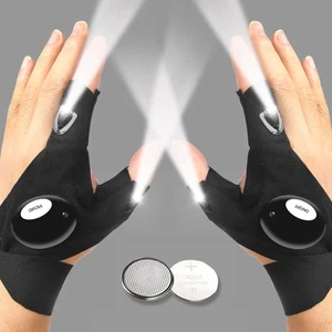 LED Half Finger Glove for Men Women Outdoor Waterproof Night Fishing Bait Cyclin - Picture 1 of 12