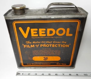 NICE 1920'S TIDE WATER VEEDOL MOTOR OIL 1 GALLON METAL CAN - Picture 1 of 7