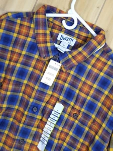 Duluth Trading Co Mens 4XL REG Blue Yellow Plaid Free Swingin' Flannel Shirt NWT - Picture 1 of 10