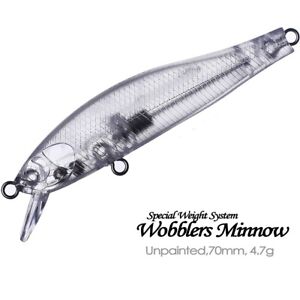 20PCS 7cm 4.7g Wobblers Minnow Unpainted Bait Blank Fishing Lure model