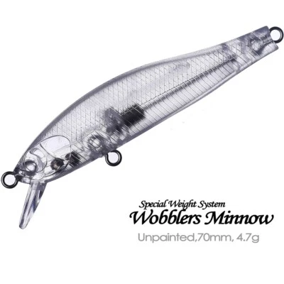 20PCS 7cm 4.7g Wobblers Minnow Unpainted Bait Blank Fishing Lure model - Image 1 of 4